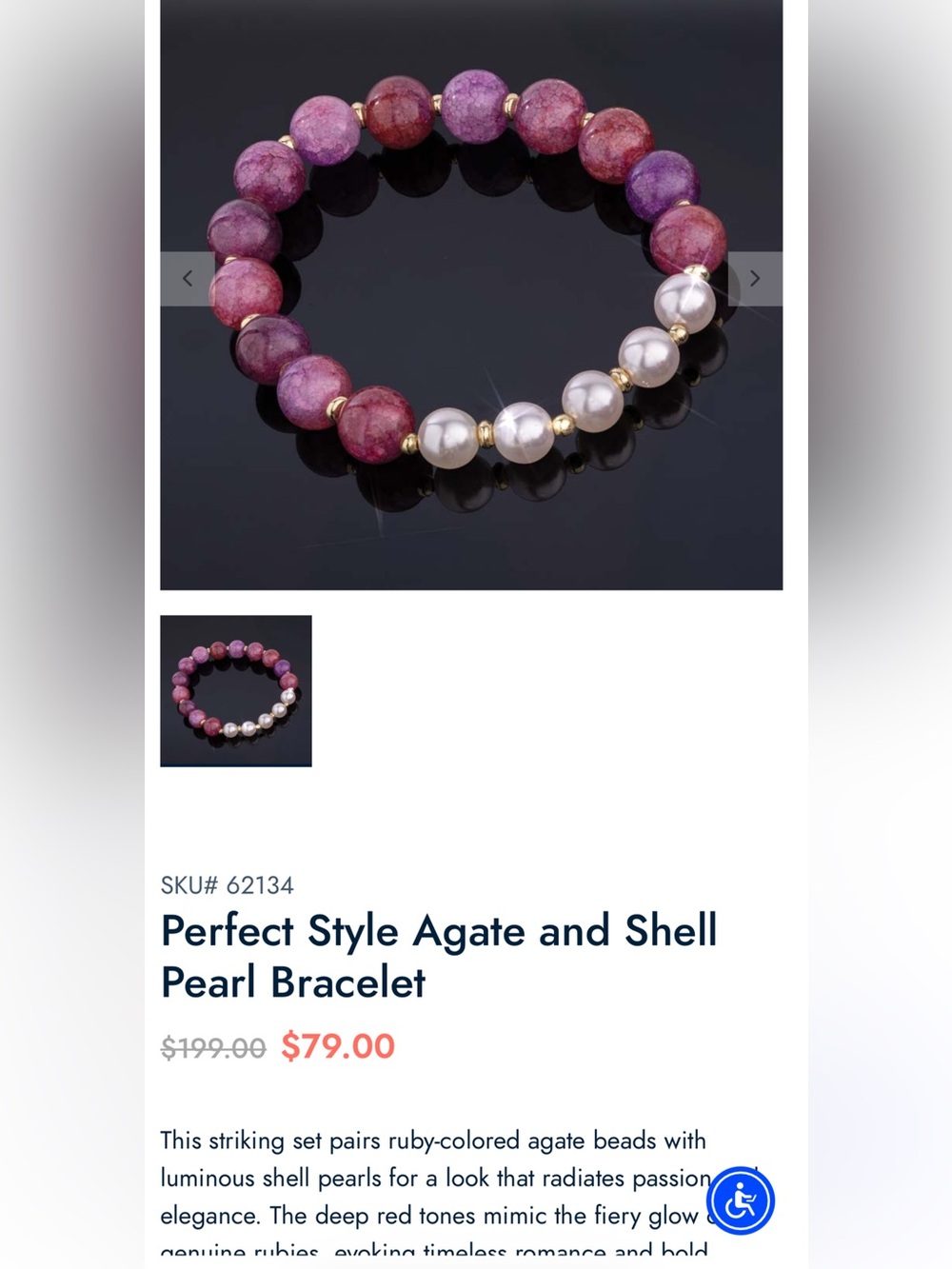 Stauer Purple Beaded Stretch Bracelet with Pearl Accents